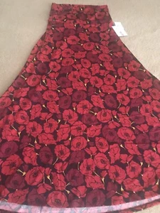 LuLaRoe MAXI Black Red Pansies Peonies Floral Skirt Dress New NWT Small 6-8 🦄 - Picture 1 of 7
