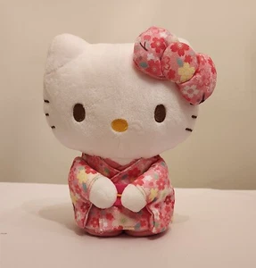 Hello Kitty Sanio Sakura Kimono 8" plush. Bow in back. Head bow attached. READ - Picture 1 of 14