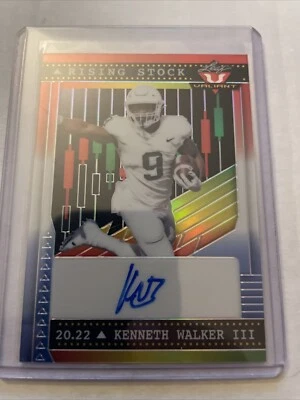 2022 Leaf Valiant Kenneth Walker III AUTO Silver Prismatic Auto # /7 Seahawks - Image 1 of 4