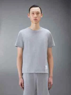 100% Authentic THOM BROWNE Jersey Relaxed Side Slit Tee Light Grey Marle 1 Foto 1 de 4