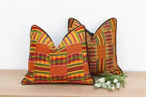 2er Set, Multipatch Vintage afrikanische Kente Kissenbezüge - Bild 1 von 7