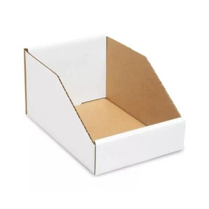 Pack of 15 - White Cardboard Bins - 6" x 9" x 4.5" for Organizing - Picture 1 of 4