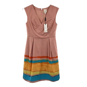 Tracy Reese Anthropologie Sz 4 Fit Flare Peach Malibu Paint Dress Pocket NWT - Picture 1 of 9