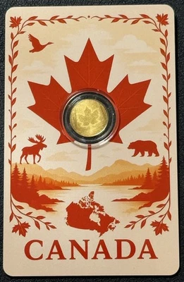 Драгоценная золотая монета с кленовым листом 2025 1/1000 унции .9999 тема дикой природы Канады с сертификатом подлинности - Изображение 1 из 4