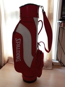 Vintage Spalding Leder Golftasche - rot/weiß - 3-fach - fairer Zustand - Bild 1 von 11