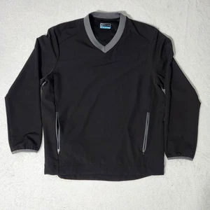 PGA TOUR Men's Medium Black V-Neck Mesh Lined L/S Pullover Golf Windbreaker - Picture 1 of 8