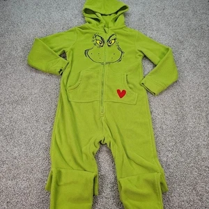 Pigiama bambino Grinch verde pile con cappuccio pezzo unico tuta media - Foto 1 di 7