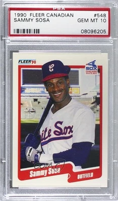 1990 Fleer Printed in Canada Sammy Sosa #548 PSA 10 GEM MT Rookie RC - Image 1 of 2