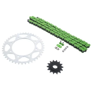 Cadena y piñón de anillo tórico verde 110L plata 14/43 Kawasaki KL650 KLR650 1990-2014 - Imagen 1 de 4