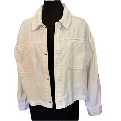 Nine West White Cropped Denim Jean Jacket Women Sz XL - Image 1 of 4
