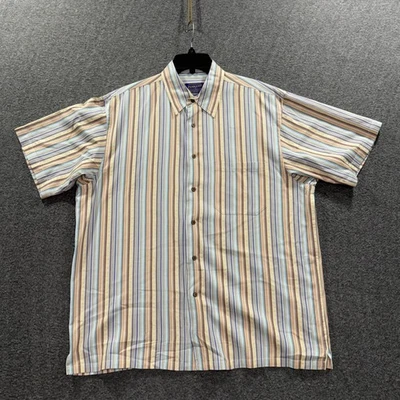 Pendleton Shirt Mens Large Multicolor Stripe Silk Blend Short Sleeve Button - Image 1 of 4