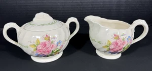 Royal Staffordshire By Clarice Cliff "Janice" Floral Sugar Bowl and Creamer Set - Picture 1 of 18
