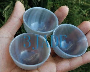 3pcs 2" Hand Carved Natural Sardonyx / Agate / Chalcedony Stone Bowls / Cups - Picture 1 of 5