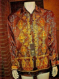 NWT MENS CREME DE SILK METALLIC SILK SHIRT STYLE COUNCIL 1158 GORGEOUS MED. - Picture 1 of 4