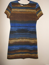 London Style Womens Sheath Dress Striped Blue and Brown 