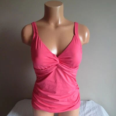 Tommy Bahama Pearl Solids OTS UW Twist Front Tankini Swim Top Coral Coast L NWT - Image 1 of 3