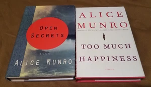 ALICE MUNRO 2 SMALL HARDCOVER BOOKS TOO MUCH HAPPINESS & OPEN SECRETS - Picture 1 of 9