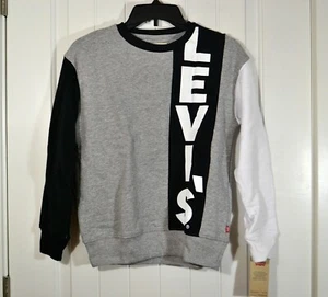 NWT KIDS BOYS YOUTH LEVI'S GRAY/WHITE SWEATER LONG SLEEVE CREWNECK SZ S-XL - Picture 1 of 6