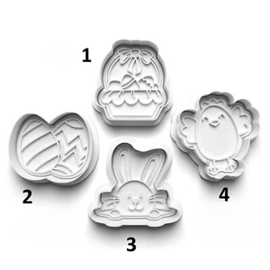 Easer egg Bunny Rabbit Cookie Cutter and Embosser Stamp Fondant Set High Quality - Picture 1 of 1