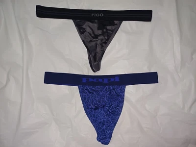 2 TANGAS HOMBRE PAPI - RICO ROPA INTERIOR, COLOR: PATRÓN AZUL Y CAMUFLAJE GRIS TALLA: XL Foto 1 de 4