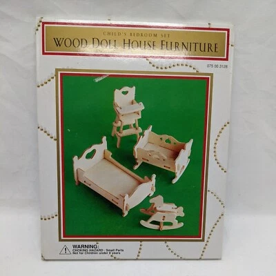 *Open Box* Child's Bedroom Set Wood Doll House Furniture - Image 1 of 4
