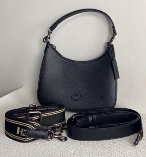 Coach Hobo Tracolla Firmata Tela Interno Nero CJ842 Outlet Nuovo