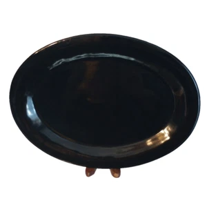 Vintage JCPenney Collection Black Oval Stoneware Platter 15.25" EUC - Picture 1 of 3