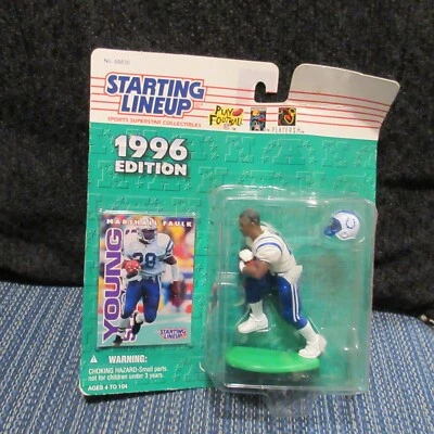 Figura y tarjeta Marshall Faulk Indianapolis Colts NFL alineación inicial SLU 1996 NUEVA EN CAJA Foto 1 de 4
