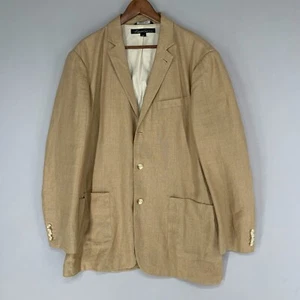 Kenneth Cole Herren Leinen Blazer Sakko XXL 46 hellbraun braun 100% Leinen ungefüttert - Bild 1 von 9