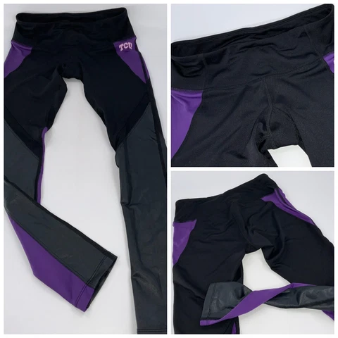 TCU Horned Frogs Leggings Stretch Pants S Women Black Purple Stretch YGI C2-409 Cover