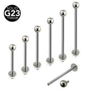 PAIR 16g 14g G23 Titanium Internally Threaded Labret Dimple Cheek Piercing - Picture 1 of 3