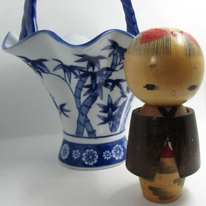 White and blue asian vase, big asian vase, porcelain vase decor, bamboo vase dec - Picture 1 of 6