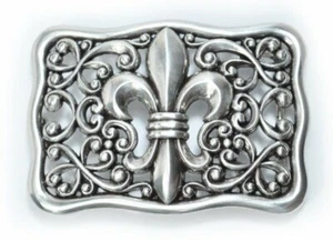 Schließe Buckle Gürtel-Schnalle Lilie verziert Metall silber Designer Schnallen - Bild 1 von 1