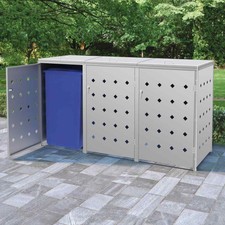 Copribidone per Spazzatura Triplo 240 L in Acciaio Inox Q0V5