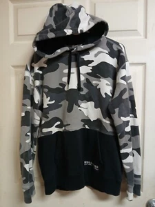 Sudadera con Capucha Hollister Para Hombre Talla MED Negra Camuflada-100% Algodón-California - Imagen 1 de 8