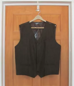 NEW with Tags Men's Paul Jones Brown Herringbone Tweed Wool Suit Vest Size 2XL - Picture 1 of 5