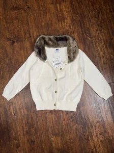 Janie and Jack Cardigan Faux Fur Neck kid's size 12to 18 Months winter wedding - Picture 1 of 4