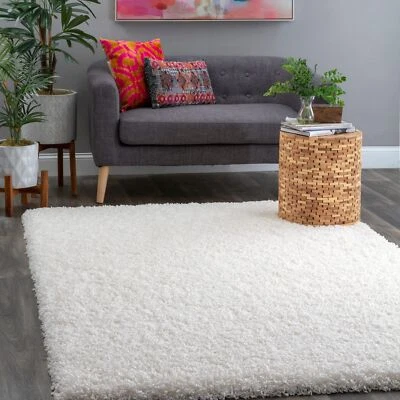 nuLOOM Janine Plush Shag Clearance Area Rug, 4' x 6', White - Image 1 of 4