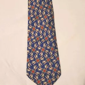 Vintage Aquascutum London Tie 100% Silk Blue Horse Chariot? England 3.75" × 58" - Picture 1 of 9