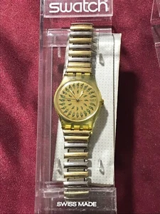Wristwatch SWATCH Lady CHRYSOPHOROS (LZ104)-Olympic Special-Gold/green-Flex stra - Picture 1 of 5