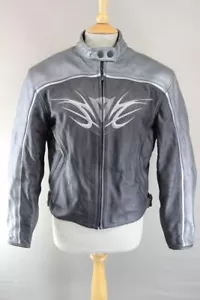 DAINESE LADIES BLACK & SILVER LEATHER BIKER JACKET + ARMOUR/THERMAL LINING 38 IN - Picture 1 of 9
