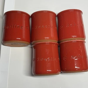 La Fermiere Yogurt Cups Red Valentines Darling Sweetie Baby 5 Terra Cotta Pots - Picture 1 of 10