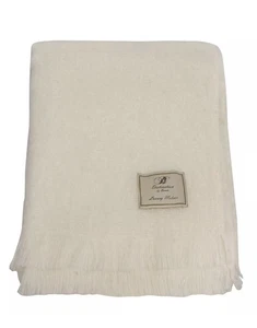 Luxury Mohair Bronte By Moon Wool Ivory Throw Soft Natural Decor British Woven - Picture 1 of 3