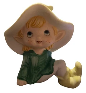 Vintage Homco Pixie Elf Shelf Sitter Green St Patrick’s Day Easter Spring - Picture 1 of 10