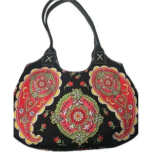 Isabella Fiore Embellished Sequin Paisley Floral Handbag Shoulder Bag Black - Picture 1 of 14