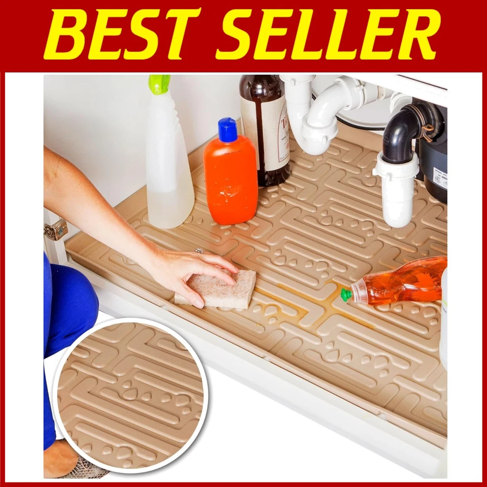 Beige Waterproof Undersink Mat 34"x22" - Kitchen & Laundry - Image 1 of 4