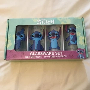Juego de 4 cristalería coleccionable Disney Lilo & Stitch Silver Buffalo de 10 oz-NUEVA - Imagen 1 de 3