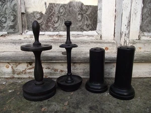 4 Antique Victorian Ebony Wood Hat Pin Stand Holders - Picture 1 of 5