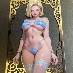 Goddess Story Gold METAL Card - Serial Number #/200! Anime Waifu Android 18 - Picture 1 of 6