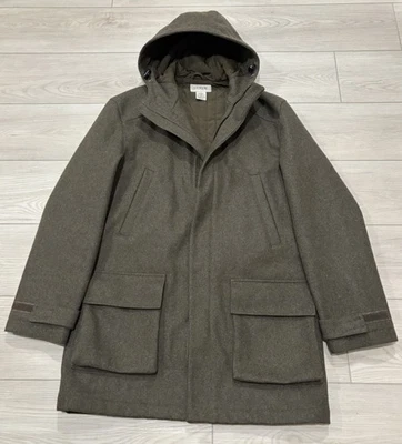 J.CREW Green Wool Blend HEAVY Quilted Lined Hooded Jacket Coat Men's Small - Image 1 of 4